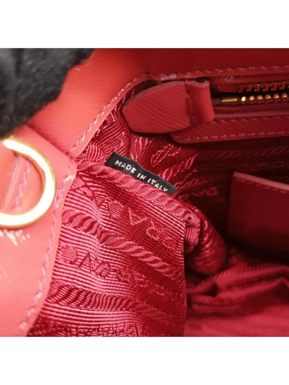 Prada Galleria Front Pocket Orange Patent 14 Shoulder Bag